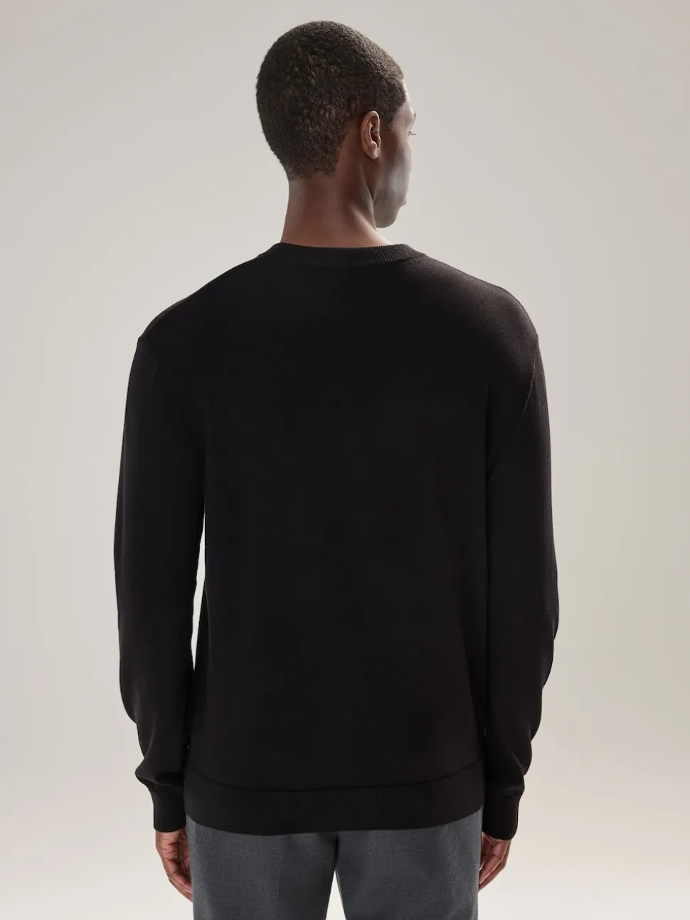 Black Plain Regular Fit Cotton Rich Crew Neck Jumper