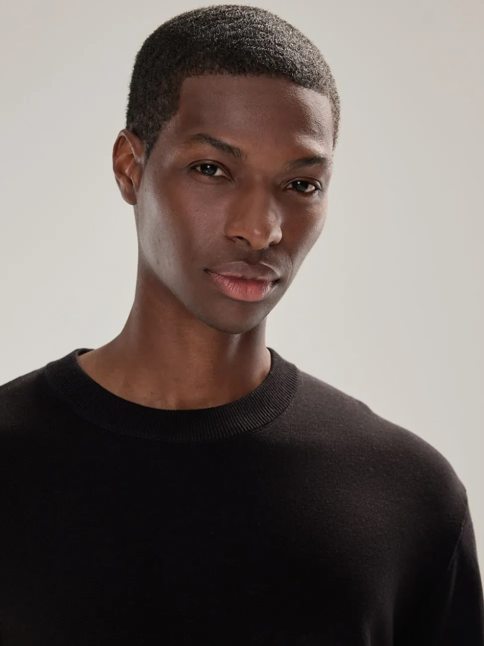 Black Plain Regular Fit Cotton Rich Crew Neck Jumper