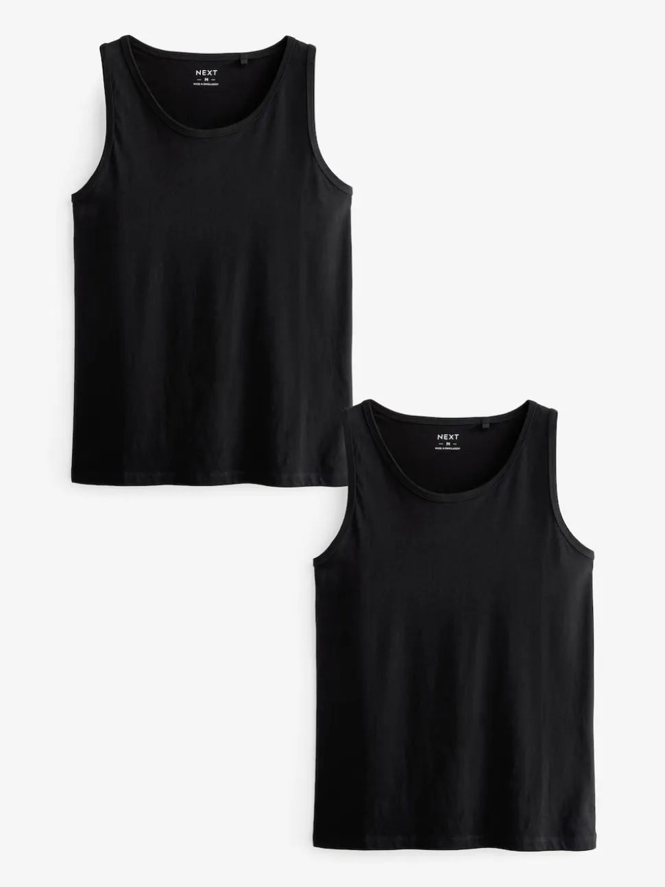 Black Pure 100% Cotton Layering Vests 2 Pack