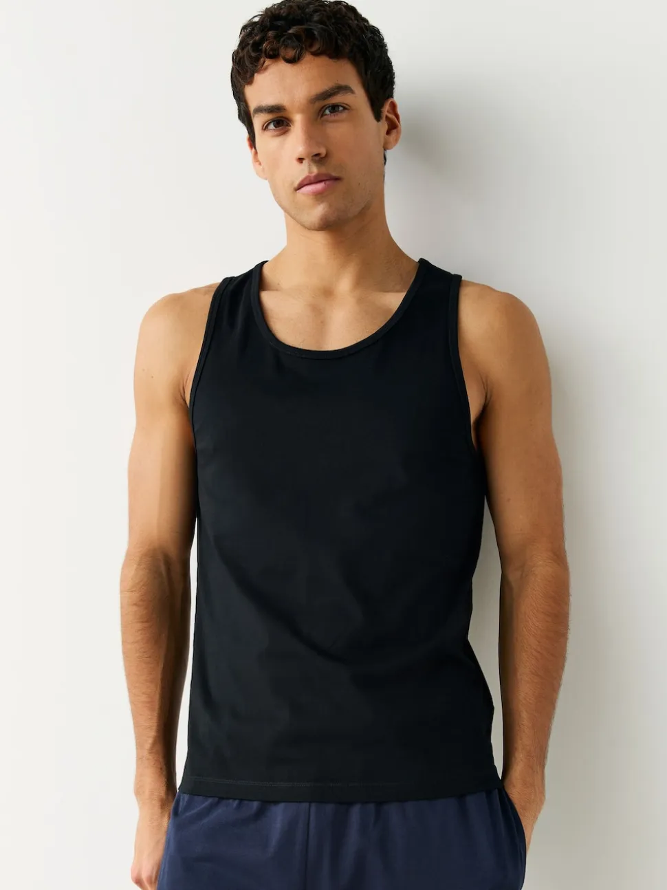 Black Pure 100% Cotton Layering Vests 2 Pack
