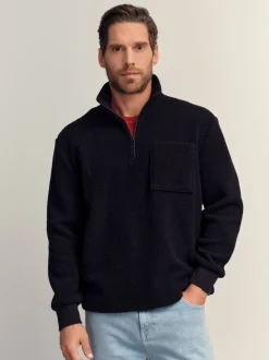 Black Quarter Zip Borg Fleece