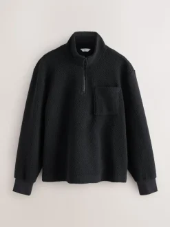Black Quarter Zip Borg Fleece