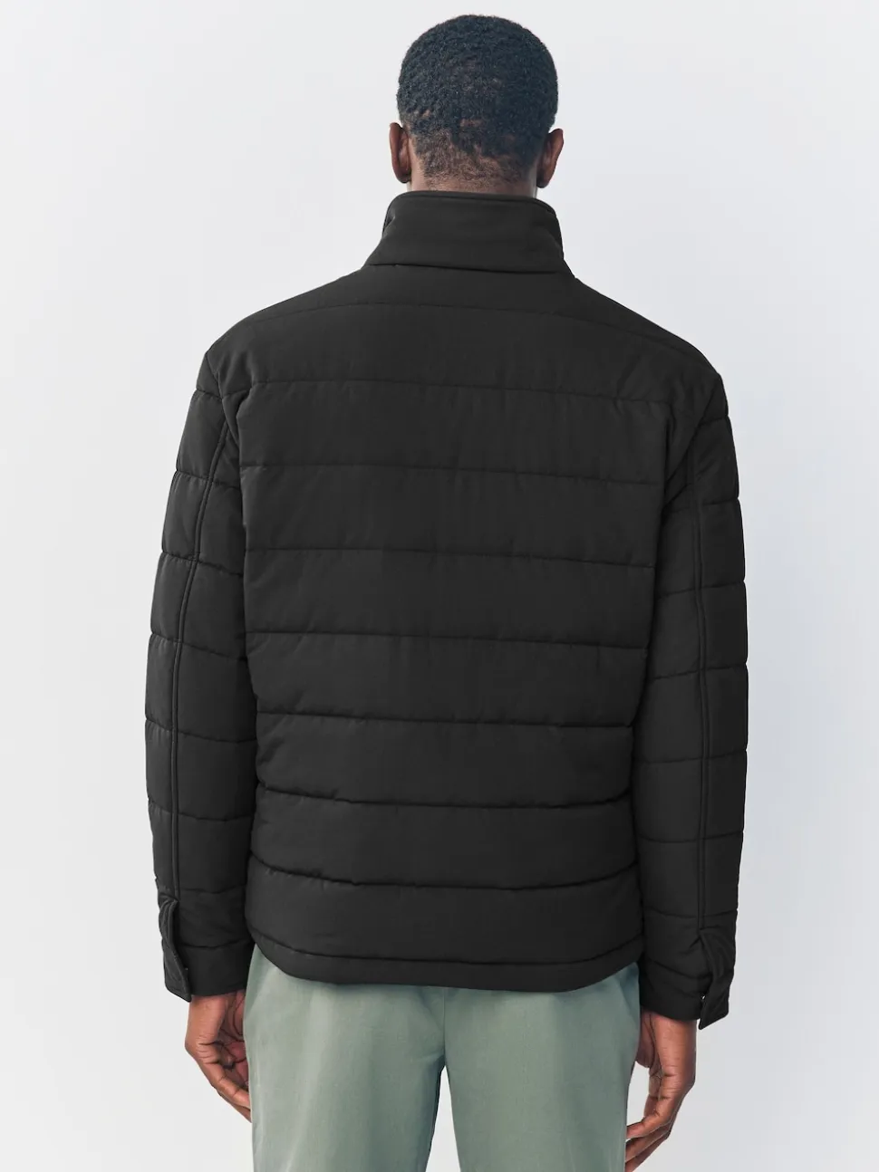 Black Quilted Shower Resistant Funnel Neck Jacket