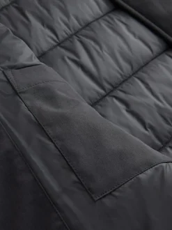 Black Quilted Shower Resistant Funnel Neck Jacket