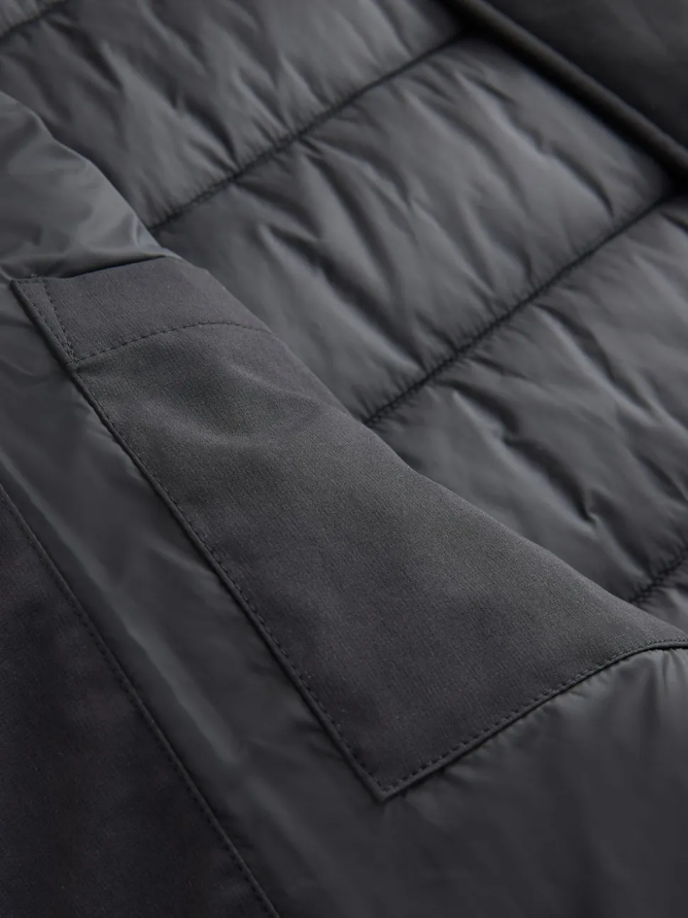 Black Quilted Shower Resistant Funnel Neck Jacket