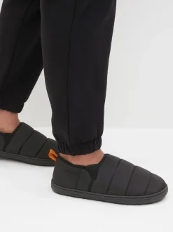 Black Quilted Slippers