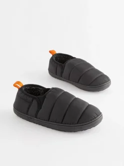 Black Quilted Slippers