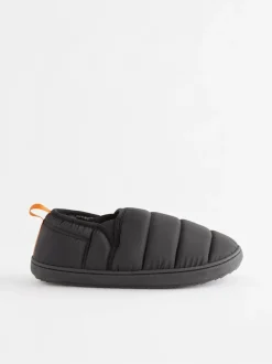 Black Quilted Slippers