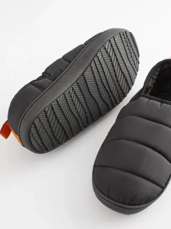 Black Quilted Slippers