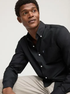 Black Regular Fit Button Down Easy Iron Oxford Shirt