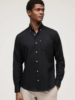 Black Regular Fit Button Down Easy Iron Oxford Shirt