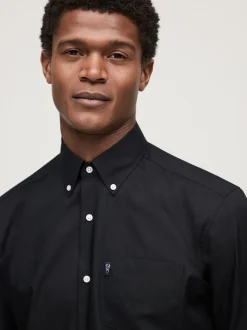 Black Regular Fit Button Down Easy Iron Oxford Shirt