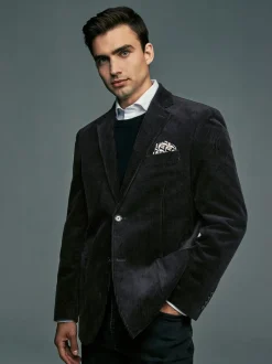 Black Regular Fit Cord Blazer