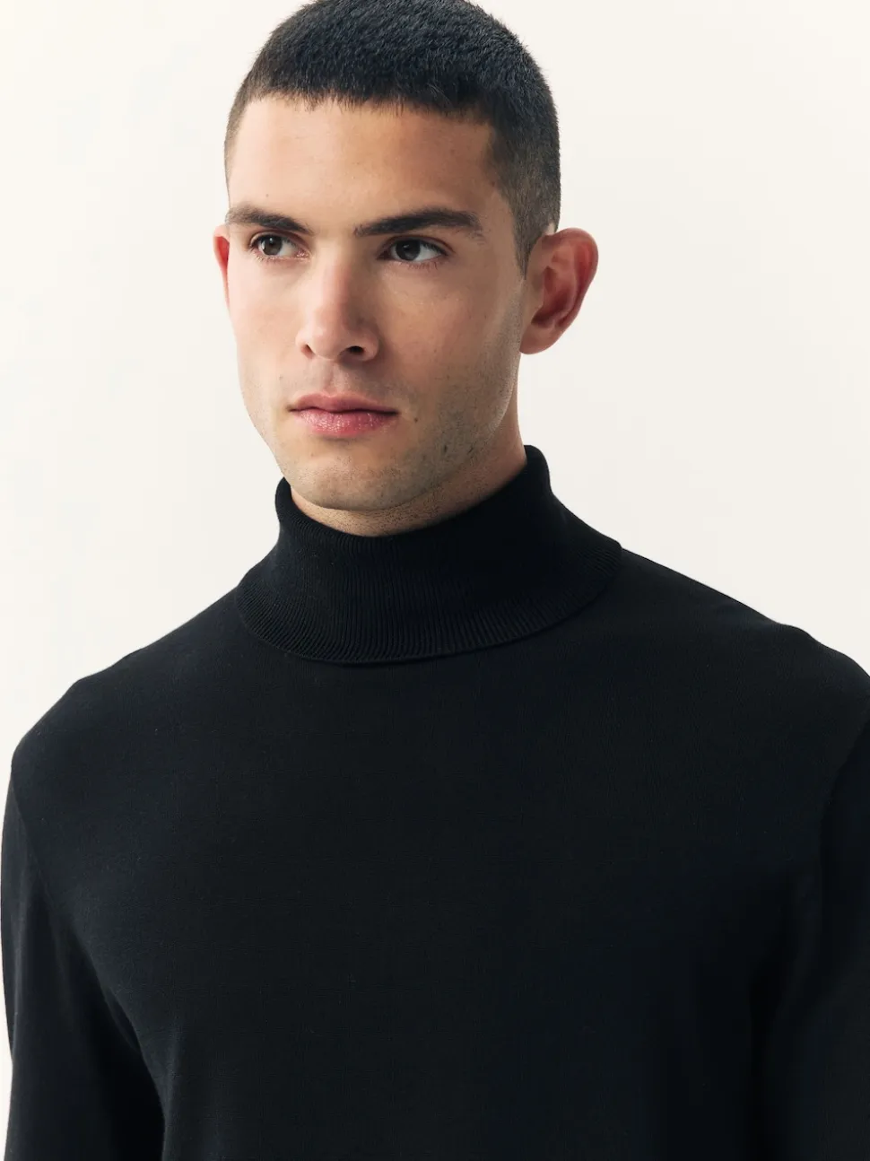 Black Regular Fit Cotton Rich Roll Neck Jumper