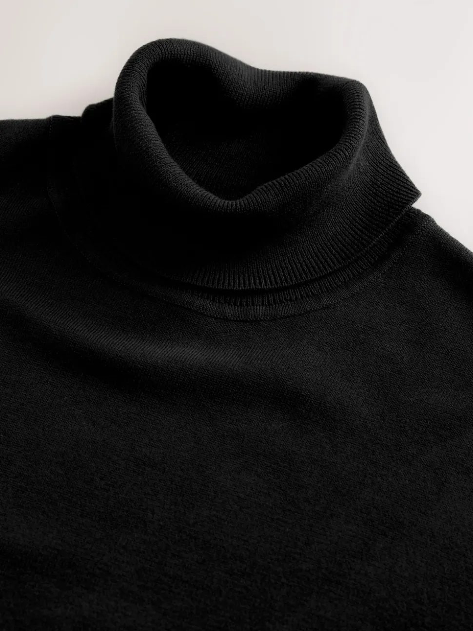 Black Regular Fit Cotton Rich Roll Neck Jumper