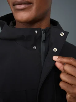 Black Regular Fit Drytech Waterproof Hooded Coat with Taped Seams