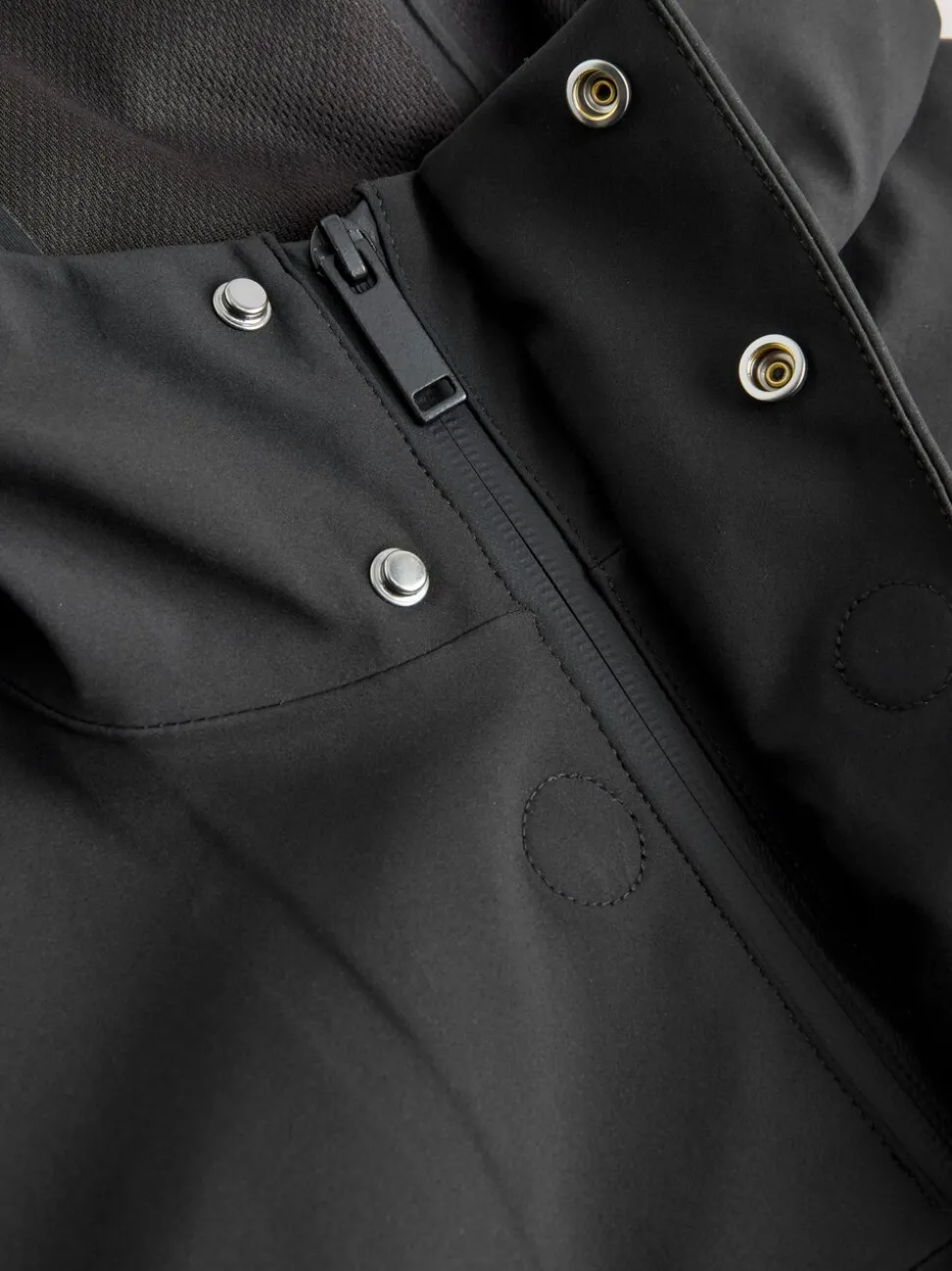 Black Regular Fit Drytech Waterproof Hooded Coat with Taped Seams