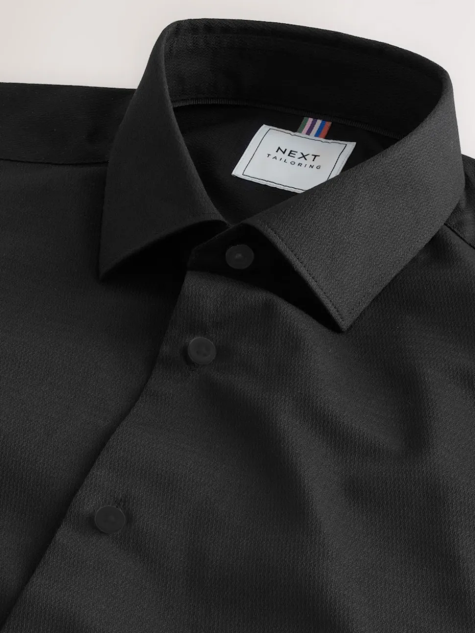 Black Regular Fit Easy Care Textured Single Cuff Smart Shirt