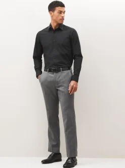 Black Regular Fit Easy Care Single Cuff Smart Shirt