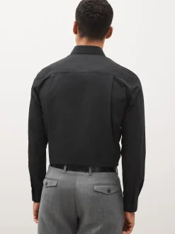 Black Regular Fit Easy Care Single Cuff Smart Shirt
