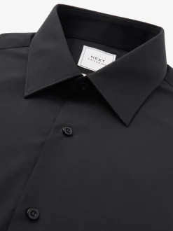 Black Regular Fit Easy Care Single Cuff Smart Shirt
