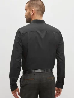 Black Regular Fit Easy Care Double Cuff Smart Shirt