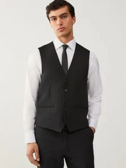 Black Regular Fit Essential Suit Waistcoat