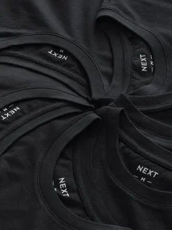 Black Regular Fit Essential Cotton T-Shirts 6 Pack