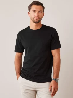 Black Regular Fit Essential Crew Neck Cotton T-Shirt