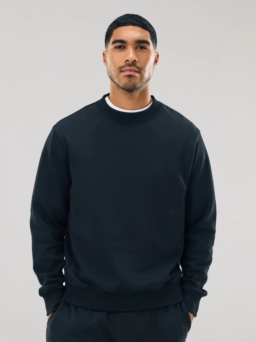 Black Regular Fit Heavyweight Cotton Rich Crew Neck Sweatshirt
