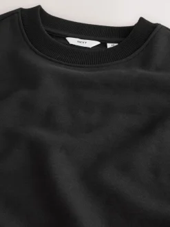 Black Regular Fit Heavyweight Cotton Rich Crew Neck Sweatshirt