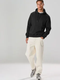 Black Regular Fit Heavyweight Cotton Rich Jersey Hoodie
