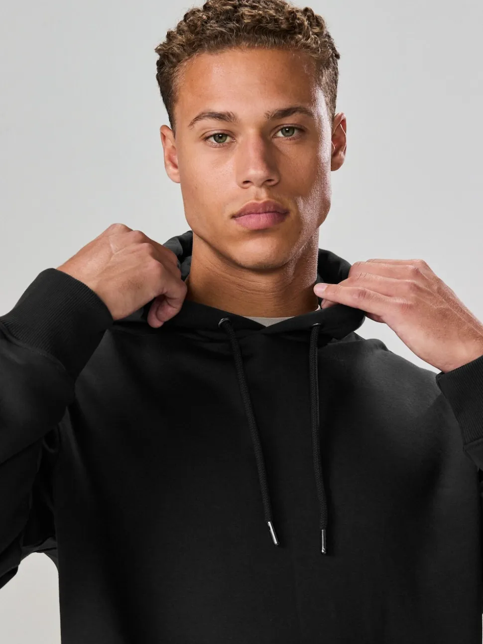 Black Regular Fit Heavyweight Cotton Rich Jersey Hoodie