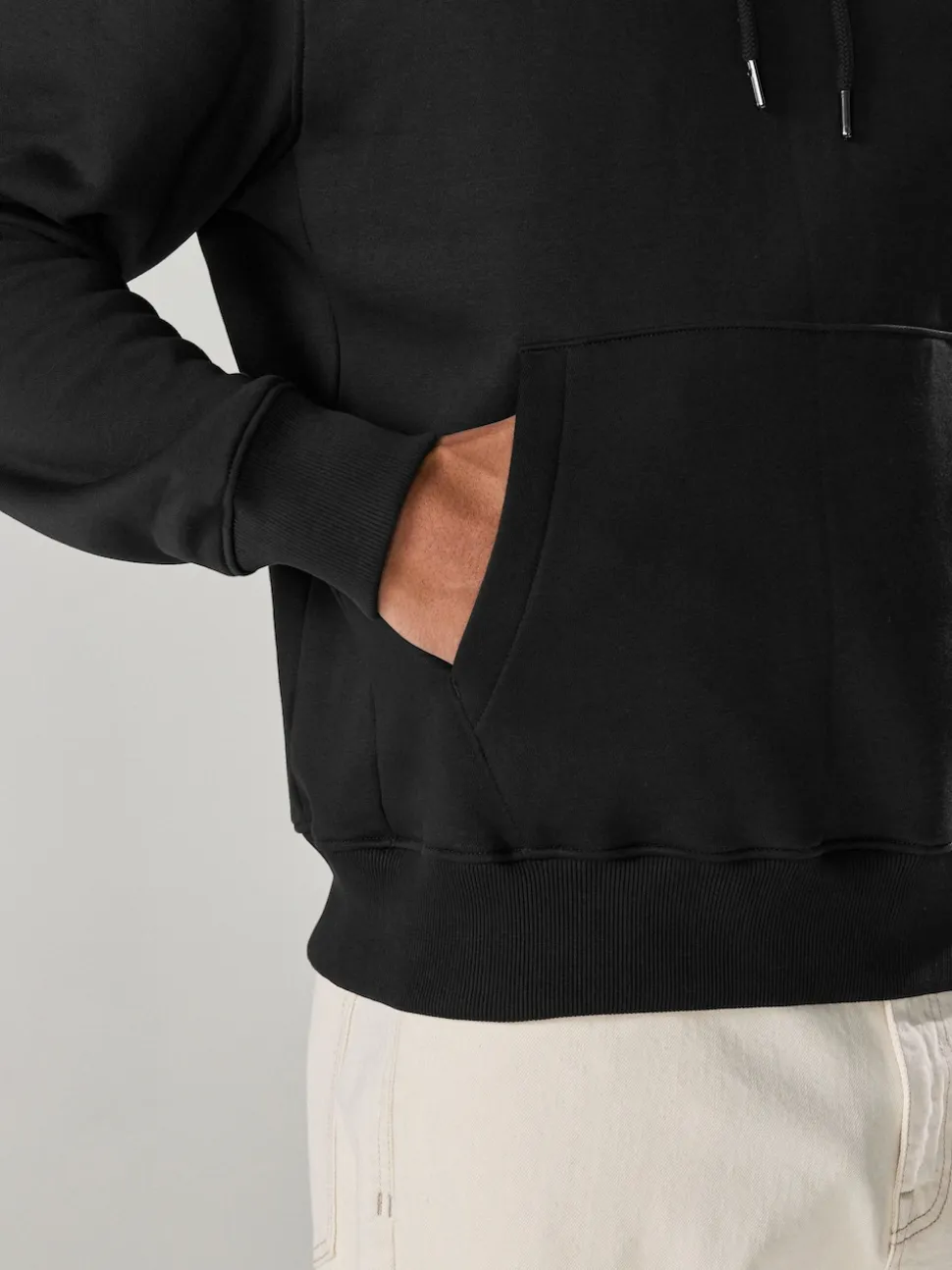 Black Regular Fit Heavyweight Cotton Rich Jersey Hoodie
