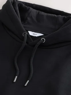 Black Regular Fit Heavyweight Cotton Rich Jersey Hoodie