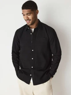 Black Regular Fit Long Sleeve Oxford Shirt
