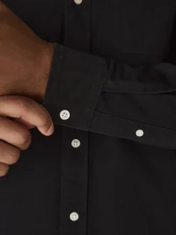 Black Regular Fit Long Sleeve Oxford Shirt