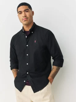 Black Regular Fit Long Sleeve Oxford Shirt