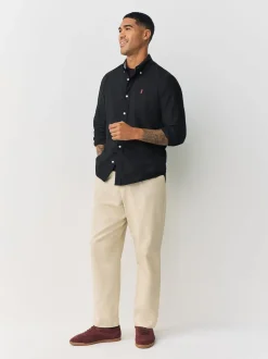 Black Regular Fit Long Sleeve Oxford Shirt
