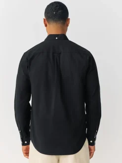Black Regular Fit Long Sleeve Oxford Shirt