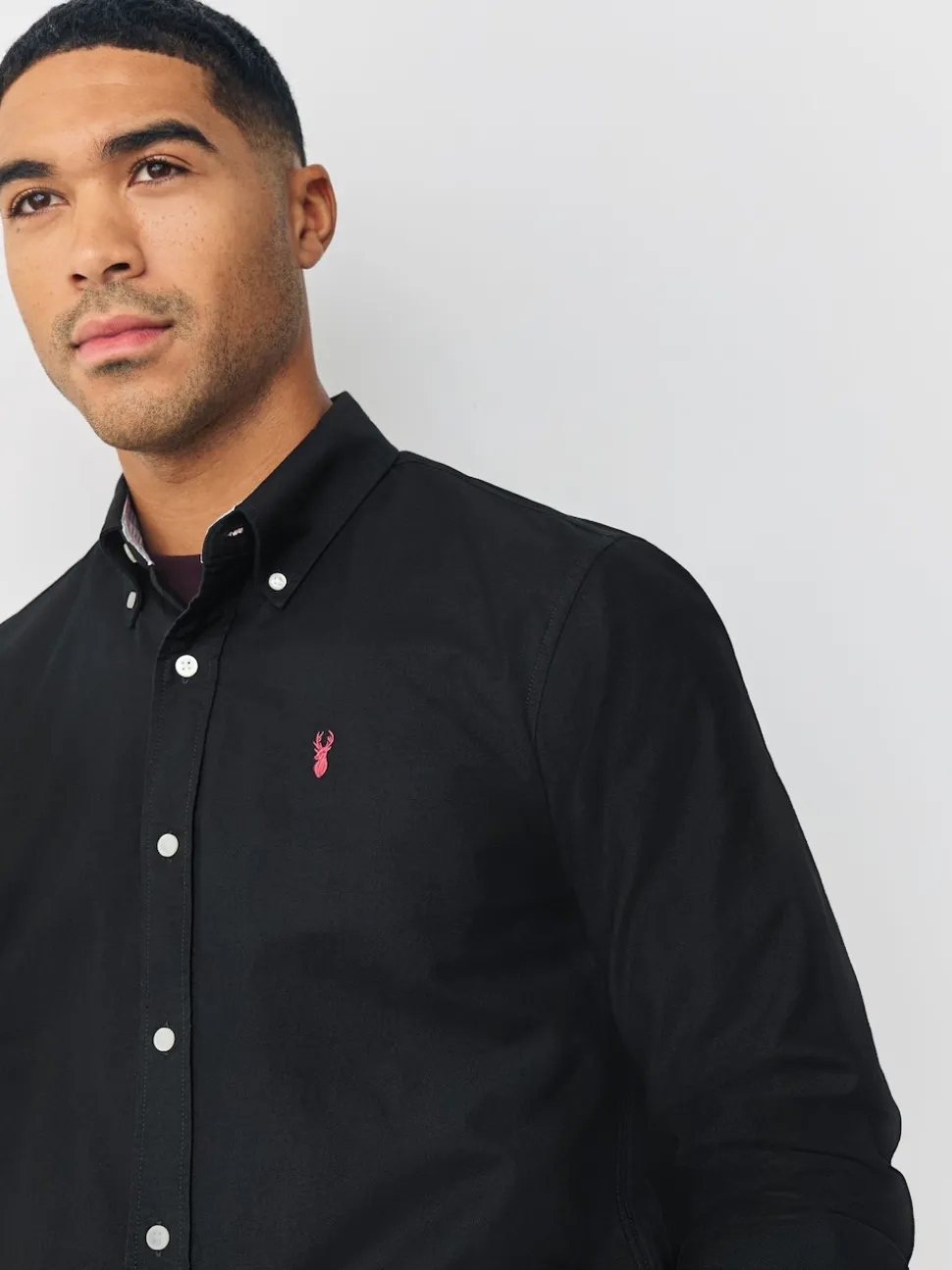 Black Regular Fit Long Sleeve Oxford Shirt