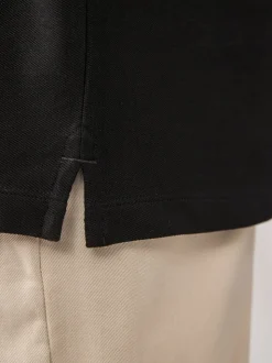 Black Regular Fit Long Sleeve Pique Polo Shirt