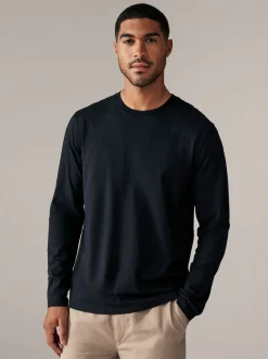 Black Regular Fit Long Sleeve Crew Neck T-Shirt
