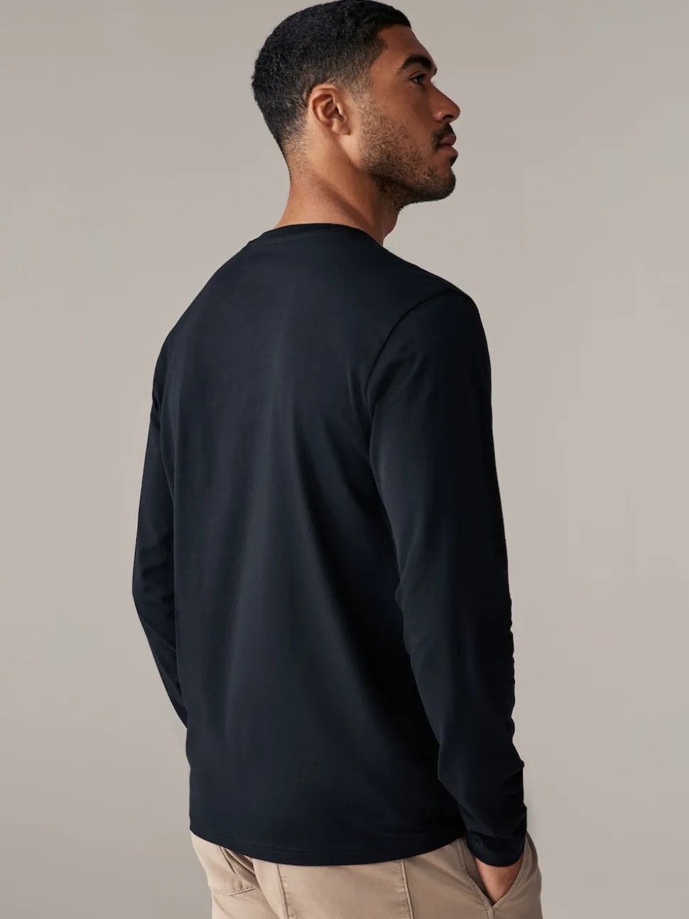 Black Regular Fit Long Sleeve Crew Neck T-Shirt