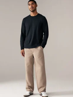 Black Regular Fit Long Sleeve Crew Neck T-Shirt