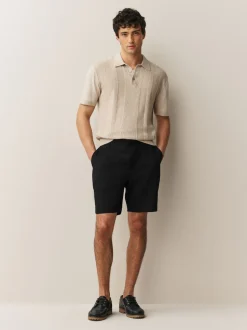 Black Regular Fit Plain Front Smart Shorts 2 Pack