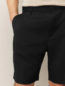 Black Regular Fit Plain Front Smart Shorts 2 Pack