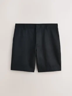 Black Regular Fit Plain Front Smart Shorts 2 Pack