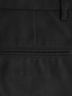 Black Regular Fit Plain Front Smart Trousers 2 Pack