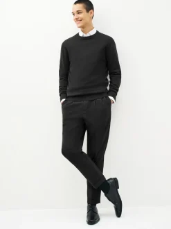 Black Regular Fit Pure Cotton Crew Jumper